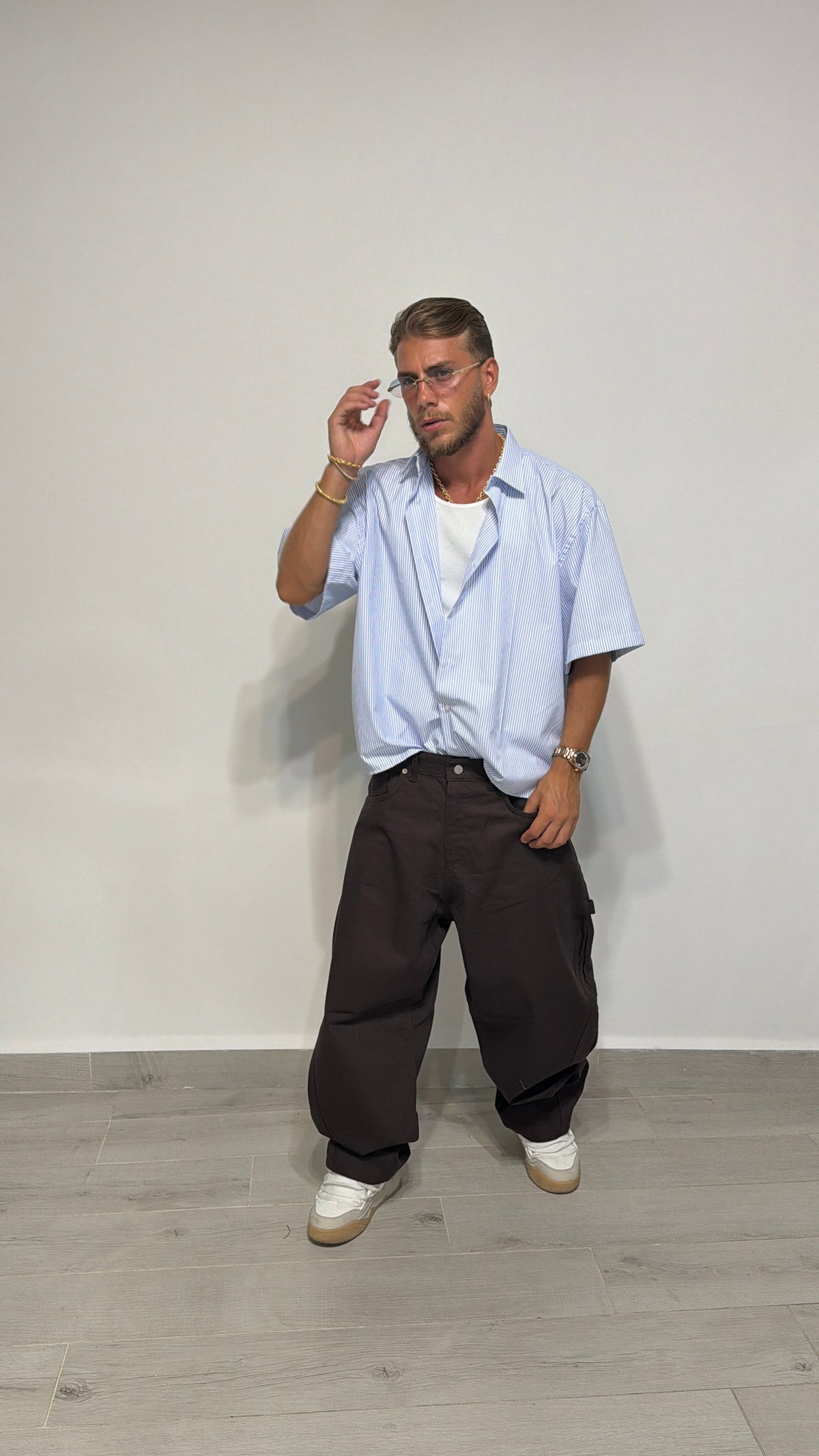 Camicia a righe crop sartoriale
